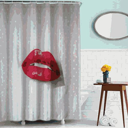 шторка д/в тканевая 180х200см "Красная помада" MZ-53