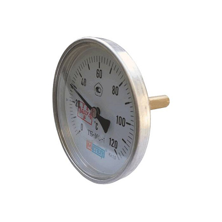 Термометр биметалл ТБ-100-1 120С Дк100 L=100 G1/2" осев Метер