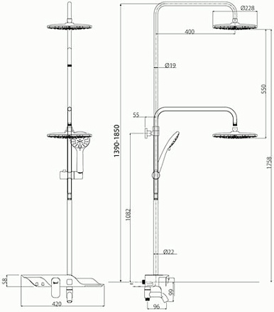 душевая система LEMARK Tropic "Тропический дождь" LM7003C