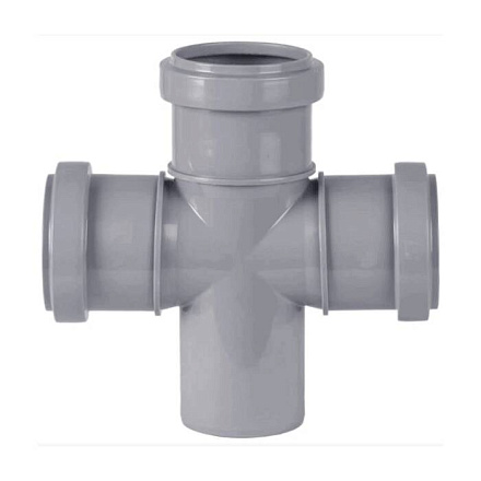 Крестовина PP-H 1-пл сер б/н Дн50х50х50х87, 5гр в/к BASE VALFEX 27205050