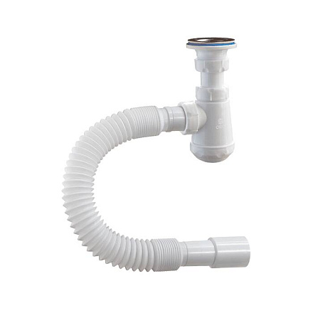 Сифон умыв бут 1 1/4"x32 гофр 32х32/40 нерж/сет Чик Орио М-32034