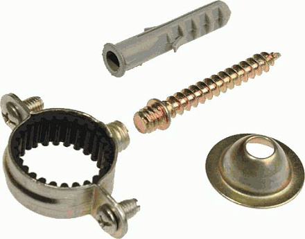 хомут оцинк. 28мм с резин.уплотн.в компл.с шурупом, дюбелем, дек.чашкой по 10шт. TeRma 24100