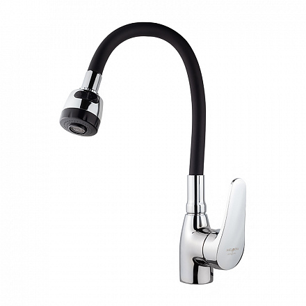 смеситель кухня MELODIA Ostessa/Остерия д.40мм гибк.излив 2 реж.чёрный/хром MDV40616Black