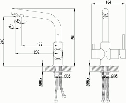 смеситель кухня LEMARK Comfort с подключением к фильтру для питьевой воды LM3061С
