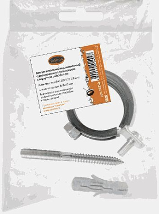 хомут оцинк. с резин.уплотн. 3" 84-92мм с гайкой М10, в компл.со шпилькой-шуруп. и дюб. TeRma 24262