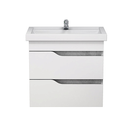 тумба Лотос 60 (Фостер 60) DB2 подвесная, бетон натуральный/белая без умывальника