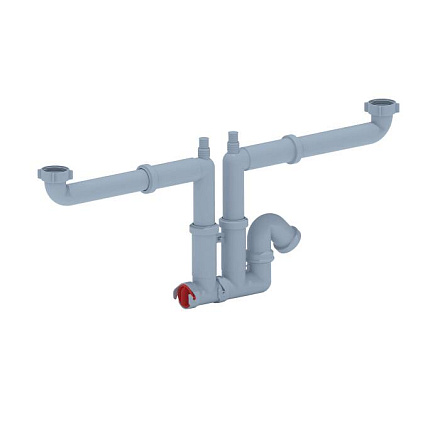 Сифон мойки 2чаши труб б/вып 1 1/2"x40 2отв АНИ Пласт F3520