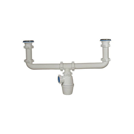 Сифон мойки 2чаши бут 1 1/2"x40 нерж/сет Орио А-4009