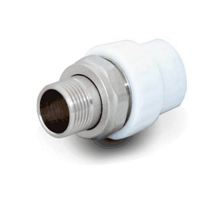 Муфта PP-R бел комб разъем Дн25х3/4" НР д/рад РосТурПласт 14628