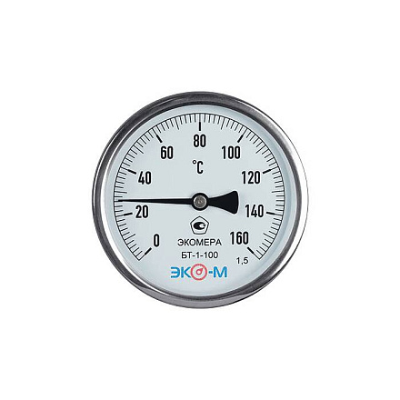 Термометр биметалл БТ-1-100 160С Дк100 L=40 G1/2" осев ЭКОМЕРА БТ-1-100-160С-L40
