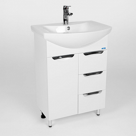 тумба Барселона (Балтика 60) 1 дверь 3 ящика, белая 31, 5х55, 5х82 без умывальника