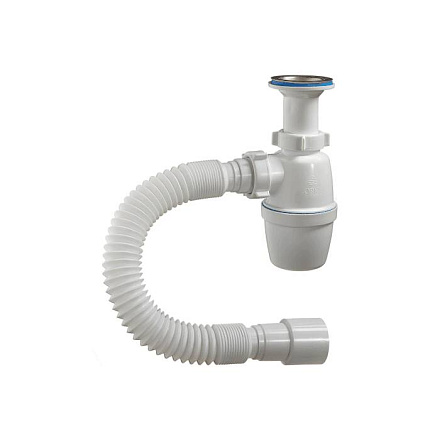 Сифон умыв/мойка бут лит/вып 1 1/2"x40 гофр 40х40/50 нерж/сет Орио А-40029