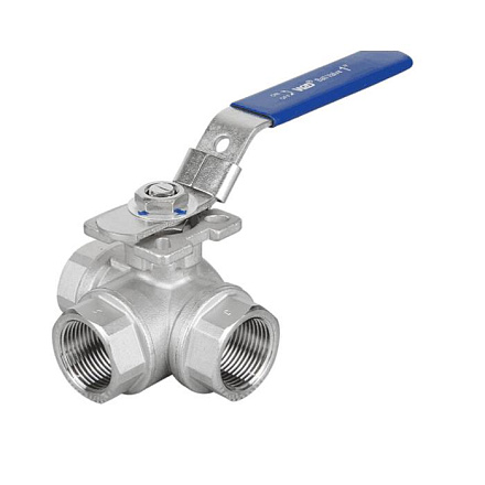 Кран шар CF8 4031HA 3/ход Г Ду15 Ру63 м/м п/эл рук Benarmo