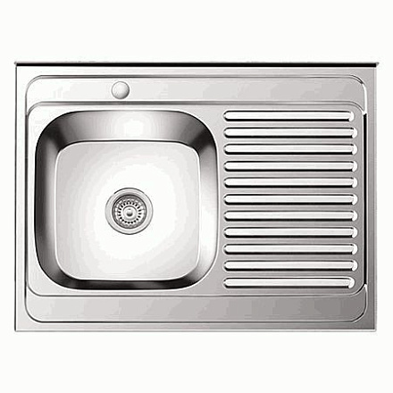 мойка нерж.накл. LEDEME 800*600*180 (0, 8мм) выпуск 3 1/2" левая чаша ГЛЯНЦЕВАЯ L98060-L