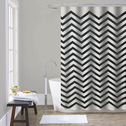 шторка д/в тканевая 180х200см "Чёрные зигзаги" MZ-176