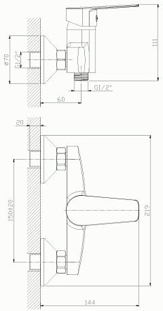 смеситель душ ROSSINKA картридж д.35мм S35-41