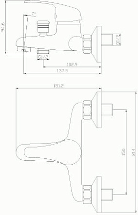 смеситель ванна ROSSINKA картридж д.35мм с коротким изливом Y35-31