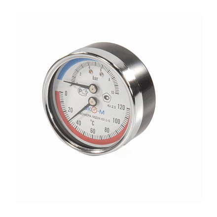 Термоманометр осев МД04 120С 0-1,0МПа Дк63 G1/4" в/к перех G1/2" ЭКОМЕРА