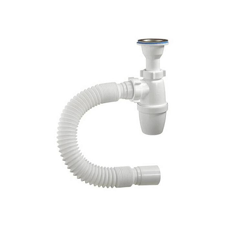 Сифон умыв бут лит/вып 1 1/2"x40 гофр 40х40 нерж/сет Орио А-32018