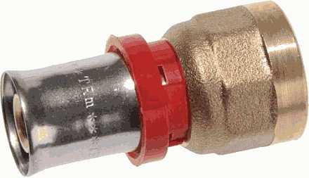 пресс соединитель 16*1/2" с внутр.резьбой  красн.кольцо TRm 02006
