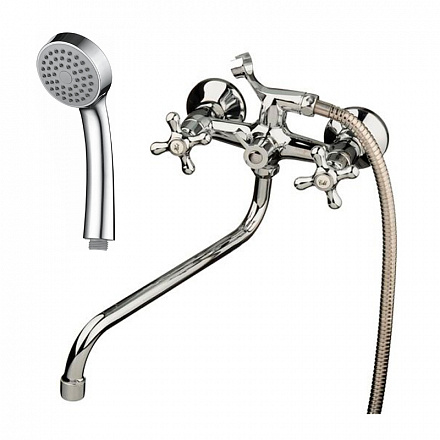 смеситель ванна MELODIA Galateo Rus длинный излив люкс крест керамика MDV40241R