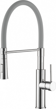 смеситель кухня  LEDEME гибкий шланг серый/хром L4097-9