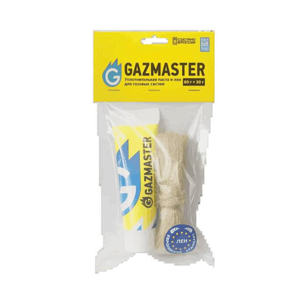 Набор для уплотнения резьбы лен (ЕВРО) 20гр+паста 80гр газ GAZMASTER 04164