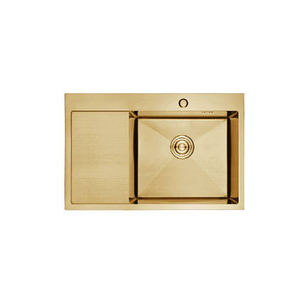 кухонная мойка премиум 780*510 (3 мм) глубина 22см. н/сталь, чаша справа, золото (K37851G-R) Gerhans