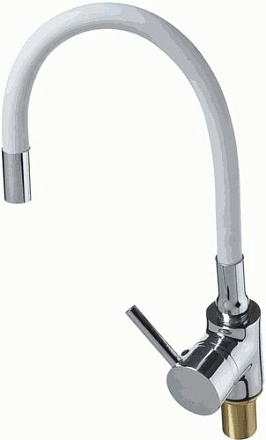 смеситель кухня Expromt Kitchen/Кухня Про картридж 40мм, гиб.изл., white Ex125.4-11 лат.(б/подв)