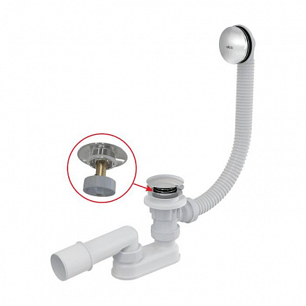 Слив-перелив для ванны плоский автоматический 1 1/2"x40 с переходной трубкой 10гр 40/50 слив клапан 