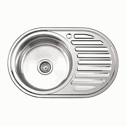 мойка нерж.врез.овал LEDEME 770*500*180 (0, 8мм) выпуск 3 1/2" левая чаша ГЛЯНЦЕВАЯ L87750-L