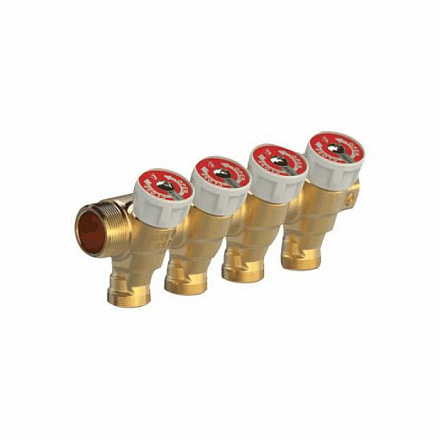 Коллектор лат клап запорн 3/4" м/р 3в 1/2" п/конус н/р 35мм Giacomini R585CY063