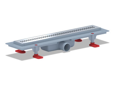 TL1245G Трап АНИ пластмассовый линейный с решеткой из нерж. 450х62 мм. глянцевая, выход ф40