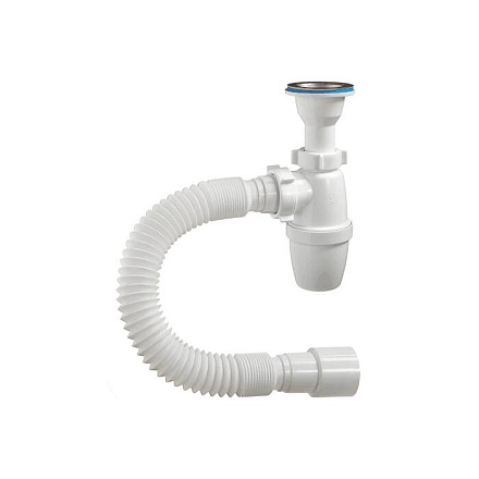 Сифон умыв/мойка бут лит/вып 1 1/2"x40 гофр 40х40/50 нерж/сет Орио А-32019