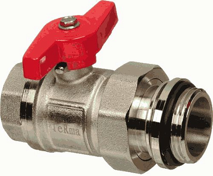кран шаровый с американкой для коллектора красная ручка 1"TeRma (33502)