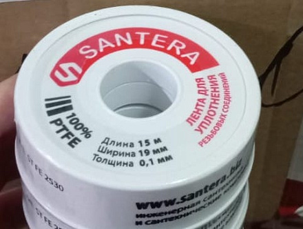 Лента ФУМ  19mm*0.1mm*15m "большая" эконом (Santera) /строго по 10 шт