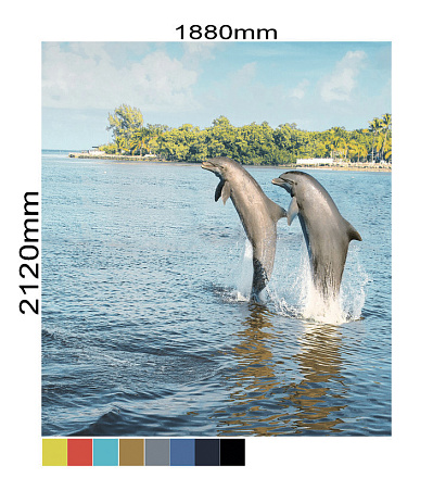 шторка д/в тканевая 180х200см "Весёлые дельфины" MZ-112