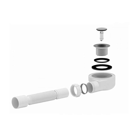 Сифон д/поддона h=55мм 1 1/2"x50 гофр 40х50 клик-клак АНИ Пласт E455CL