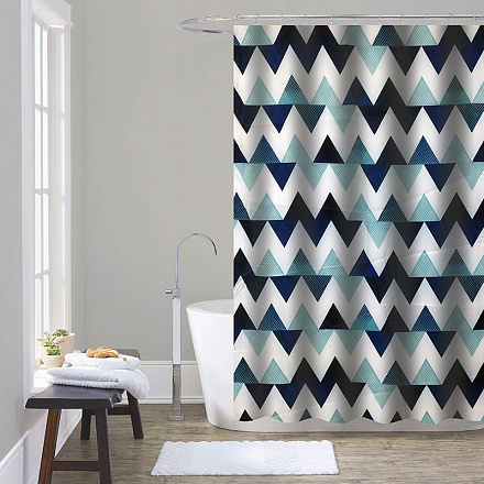 шторка д/в тканевая 180х200см "Зигзаги цвета моря" MZ-156