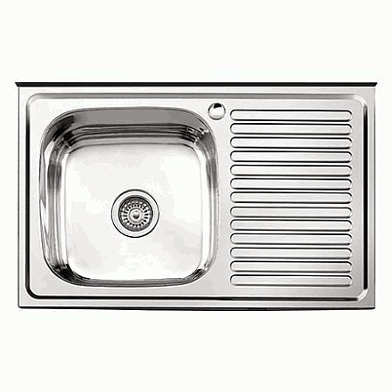 мойка нерж.накл. LEDEME 800*500*180 (0, 8мм) выпуск 3 1/2" левая чаша ГЛЯНЦЕВАЯ L98050-L