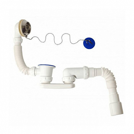 Сифон д/ванны труб проб/цеп 1 1/2"x40 гофр 40х40/50 нерж/сетка Unicorn S32