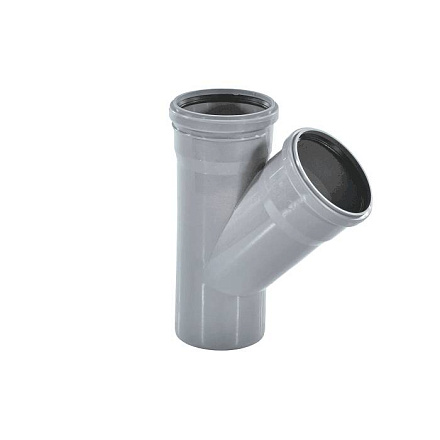 Тройник PP-H сер б/н Дн40х40х45гр в/к BASE VALFEX 22040040