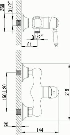 смеситель душ LEMARK Villa картридж 35мм, бронза LM4803B