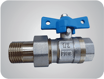 Кран шаровой со сгоном (американка) ВР-НР 1/2" (бабочка) EKO