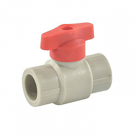 Кран шаровой PP-R сер Дн25 полупр красн ручка VALFEX 20255025RГ