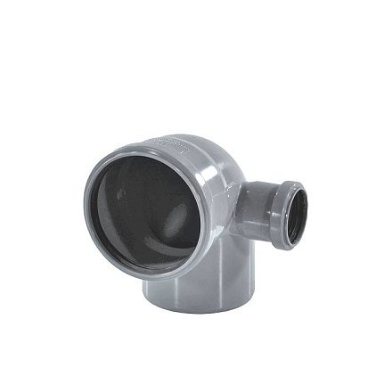 Отвод PP-H с выходом сер б/н Дн110х50х87гр прав в/к РосТурПласт 36680