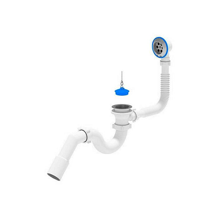 Сифон д/ванны труб проб/цеп 1 1/2"x40 пер/тр 45гр 40/50 нерж/сетка АНИ Пласт E151