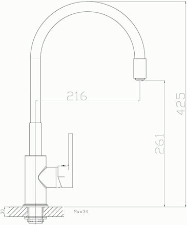 смеситель кухня ROSSINKA картридж 35мм , гибкий цветной излив, чёрный  Z35-35U-Black