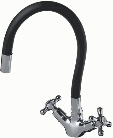 смеситель кухня Expromt Cross/Кросс 1/2" керам.с гайкой, гиб.изл., black Ex102.2-01 лат.(б/подв)