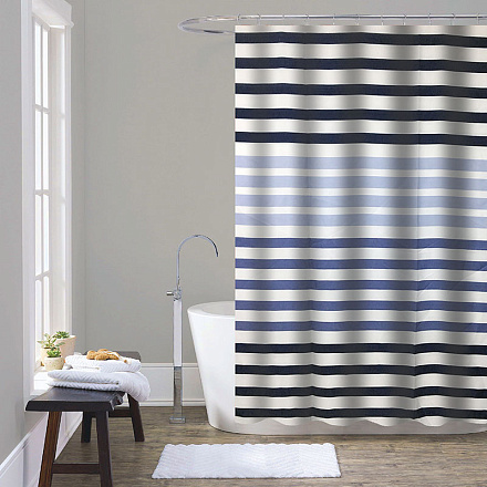 шторка д/в тканевая 180х200см "Синие полоски" MZ-174